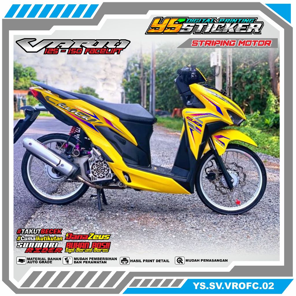 YS-02 Striping HONDA VARIO FACELIFT 125 150 - สติ๊กเกอร์ UV แบบใส Modification Striping HONDA VARIO 