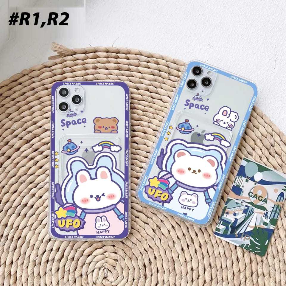 Card Slot Case/Clear Card Case Cute Space Rabbit Image Code-RR สําหรับ Oppo A78 5G Oppo A58 5G Oppo 