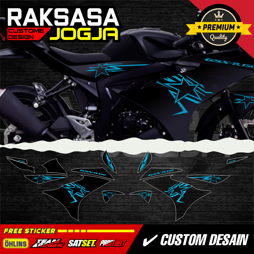 SUZUKI GSX 150R STRIPENT DOFF GLOSSY VINYL ALREADY CUT, JUST STICK IT ON PREMIUM QUALITY - สีที่กําห