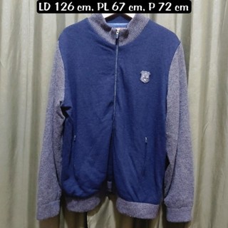 Preloved KYJ GOLF Sweater Jacket ไซส์ XL, 2 ชั้น, วัสดุด้านนอกด้านหน้าและแขนเสื้อทําจากไนลอน, Unisex