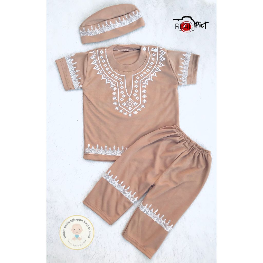 Baby Koko Suit Pants เสื้อเชิ้ตมุสลิม Ramadan Eid เสื้อผ้าเด็ก Bonus Peci อายุ 3-12 เดือน