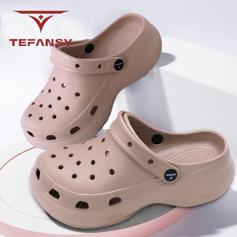 Tefansy Sandal Kodok Wanita Kekinian Sandal Jelly Wanita Selop Sandal Baim Wedges Platform