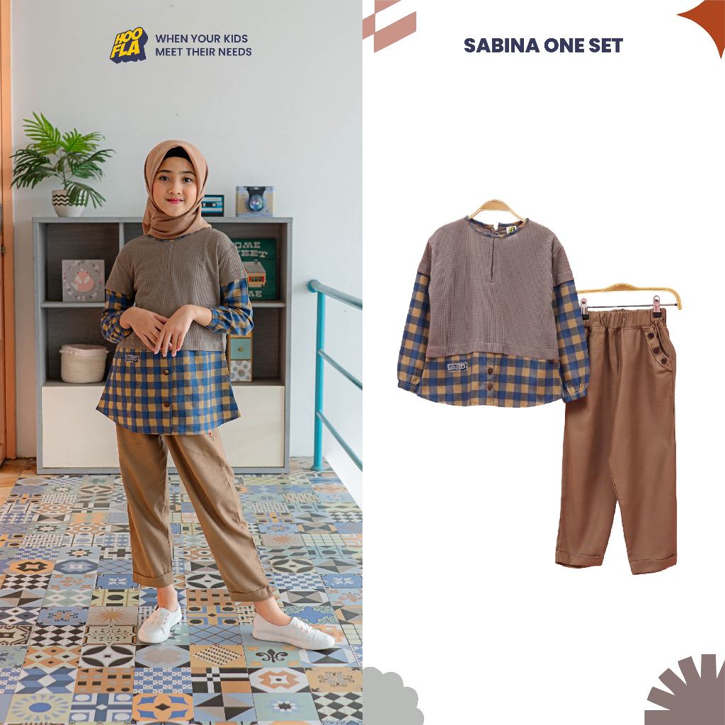 Hoofla Sabina กางเกงเด็กผู้หญิงมุสลิม 5-12 ปีชุดลําลอง Frapucino สีกรมท่า