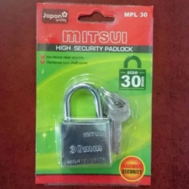 Mitsui Padlock Type MPL 30 - กุญแจคอสั้น 30mm - ทนทาน