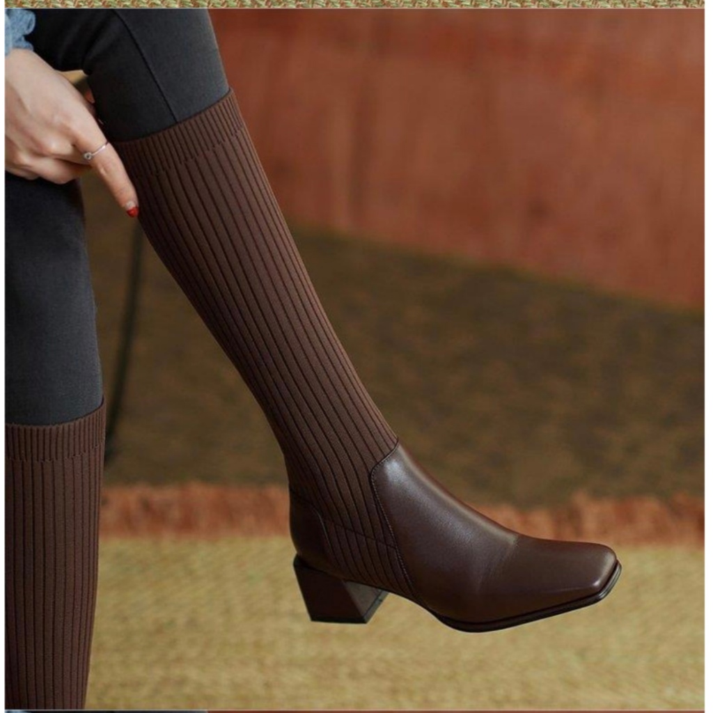 Ivee "YUHA" รองเท้าบูท OVERKENEE สไตล์เกาหลี IV5633