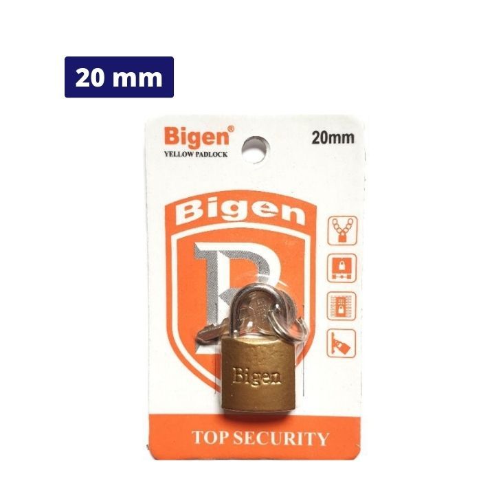 BIGEN - กุญแจสีเหลือง ขนาด 20mm / กุญแจสีเหลือง ยี่ห้อ BIGEN