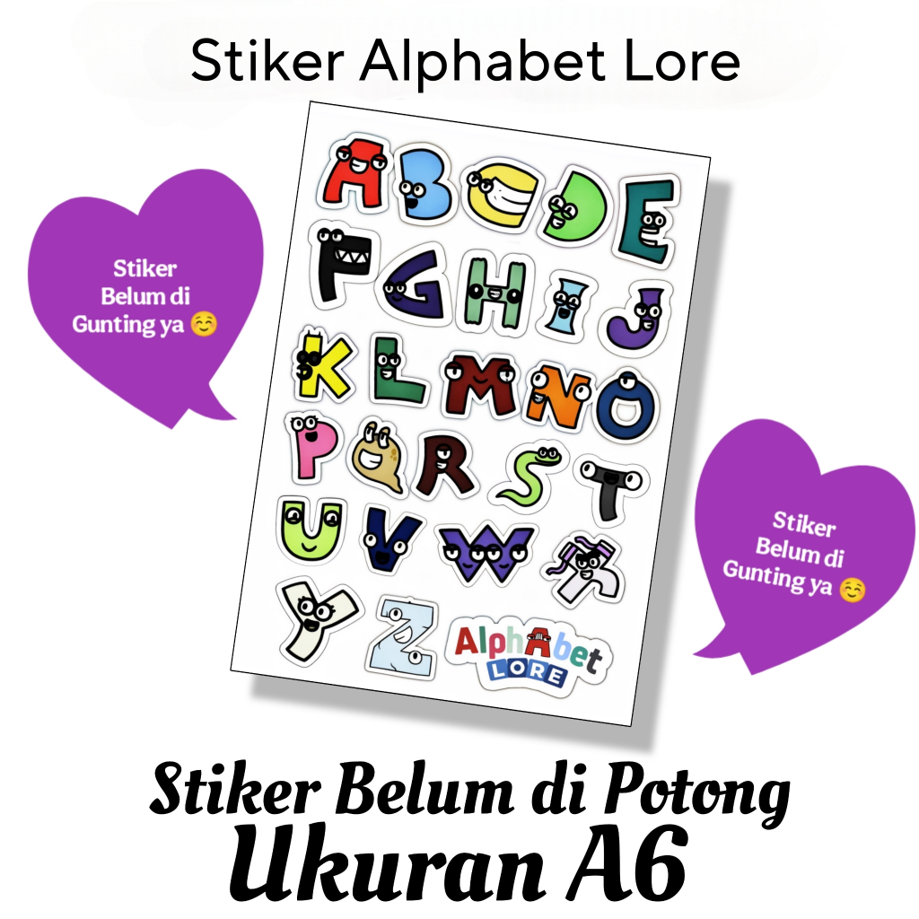 LORE ALPHABET STICKERS / A6 SIZE VINYL STICKERS / CUTE CHARACTER STICKERS