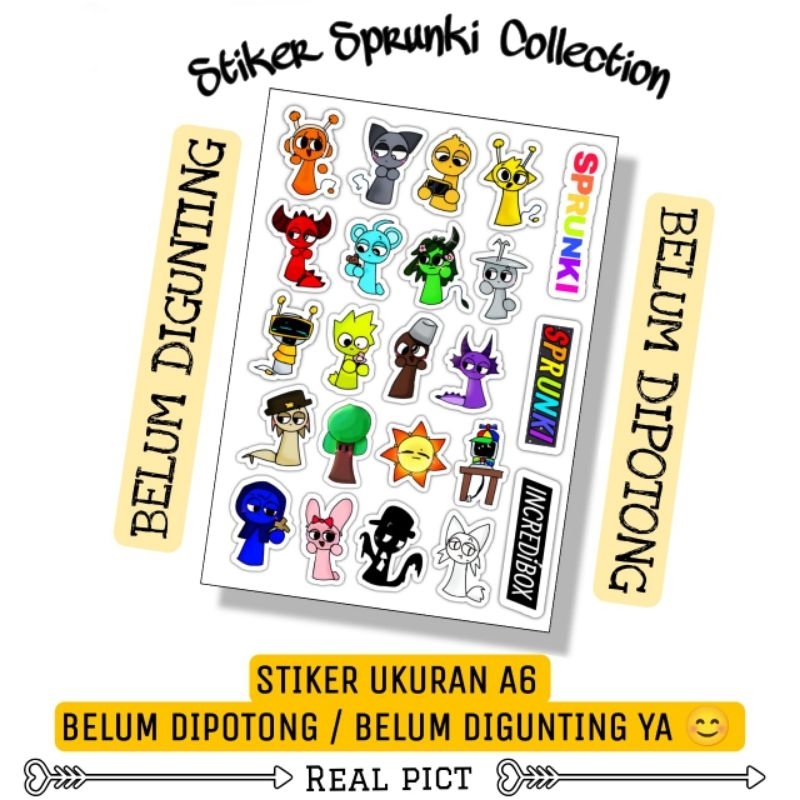 SPRUNKI COLLECTION สติ๊กเกอร์ / สติ๊กเกอร์ไวนิลขนาด A6 / สติ๊กเกอร์ SPRUNKI / ชาร์โคลสุดน่ารัก