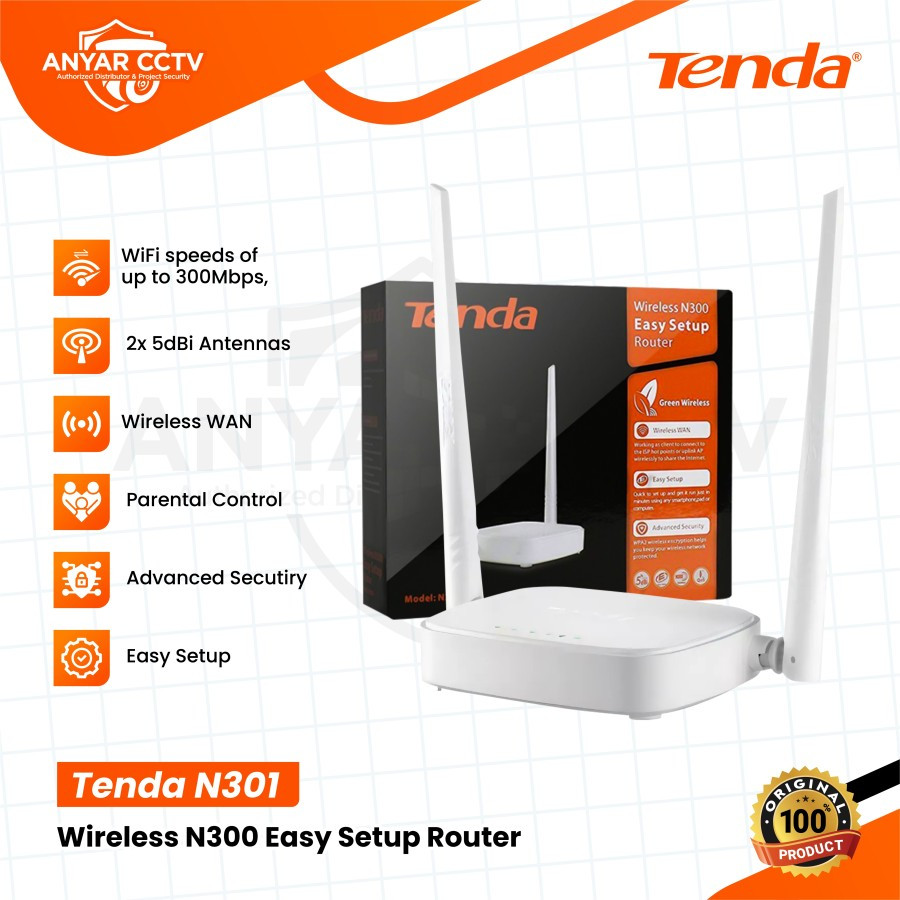 TENDA N301 เราเตอร์ไร้สาย N300 ติดตั้งง่าย