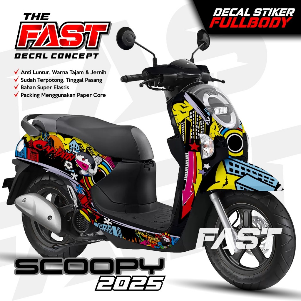ใหม่ล่าสุด SCOOPY 2025 DECAL STICKER FULL BODY GRAFFITI MOTIF สามารถปรับแต่งได้