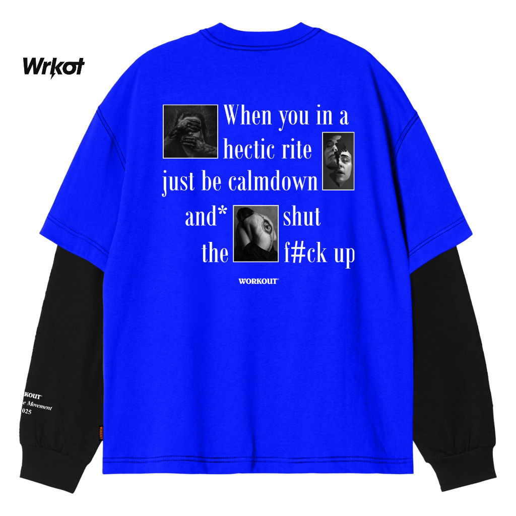 ออกกําลังกายสตรีทแวร์เสื้อยืดแขนยาวโอเวอร์ไซส์สองชั้น HECTIC