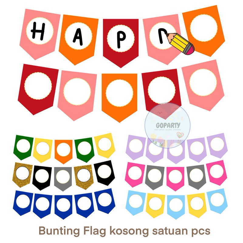 สี BUNTING FLAG PLAIN EMPTY UNIT BANNER สี FLAG BIRTHDAY DECORTATION BIRTHDAY EVENT