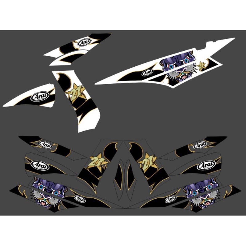 TRANSPARENT STRIPIMG MIO SOUL CARBON ARAI BARONG MOTIF