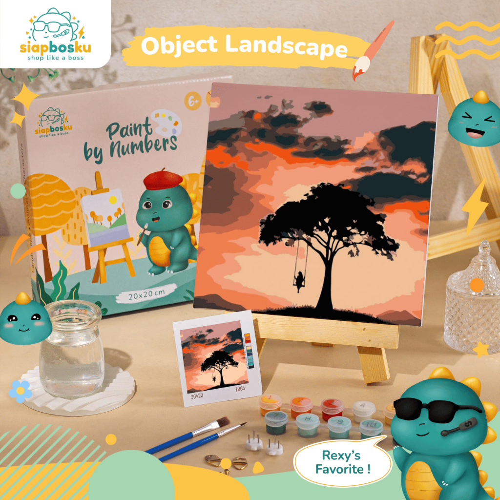 READY TO BOSS PAINT BY NUMBER ผ้าใบ 20X20 CM | LANDSCAPE OBJECT | DIY AESTHETIC ANTI- GADGET PAINTIN
