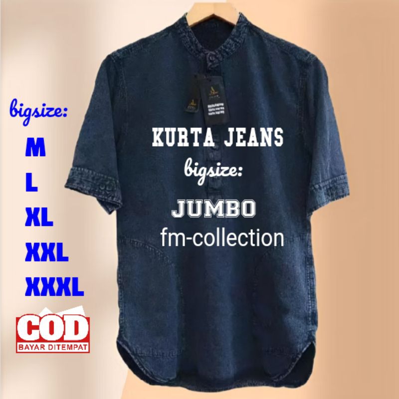 Koko Kurta Jeans for Adult Men, Big Size, Jumbo, Short Sleeve/Kurta Jeans for Men, Jumbo Short Sleev