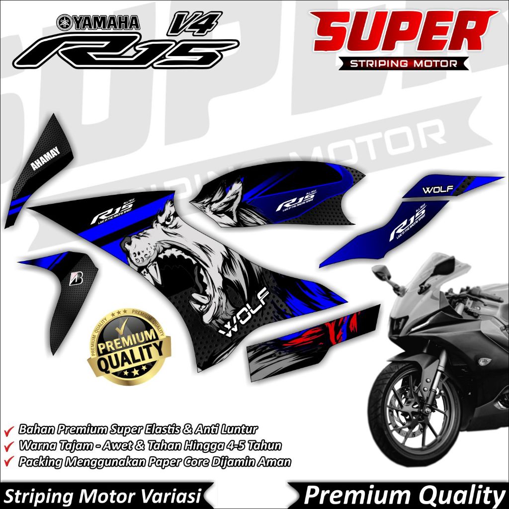 R15 V4 สติ๊กเกอร์ Anti-Fade Cool Striping R15 V4 Striping Yamaha R15 V4 Wolf