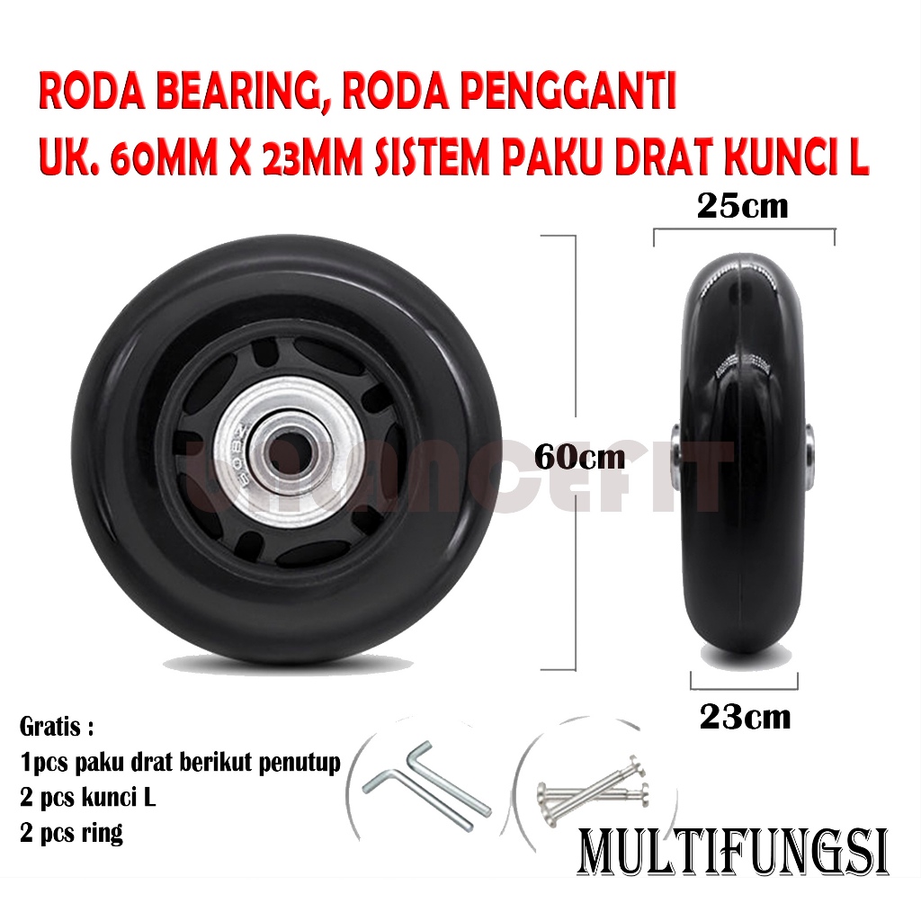 MULTIFUNCTIONAL BEARING WHEELS 60 มม.DIAMETER พร้อมแบริ่ง 608Z, BONUS THREAD NAILS และกุญแจ L