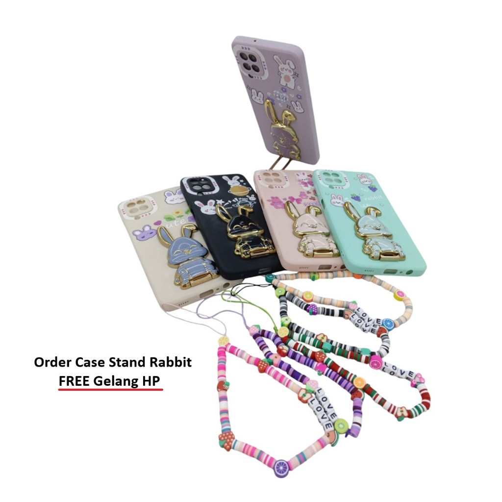 เคสฟรีสร้อยข้อมือ HP SoftCase 3D Stand Rabbit Redmi A1 / A2 / 10 / 11 PRIME / 12C / 12 4G / 12 5G Ho