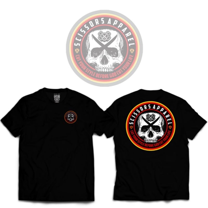 Skull ORe Skull Skellaton SC Circle กรรไกรสีดํา เสื้อผ้า Co
