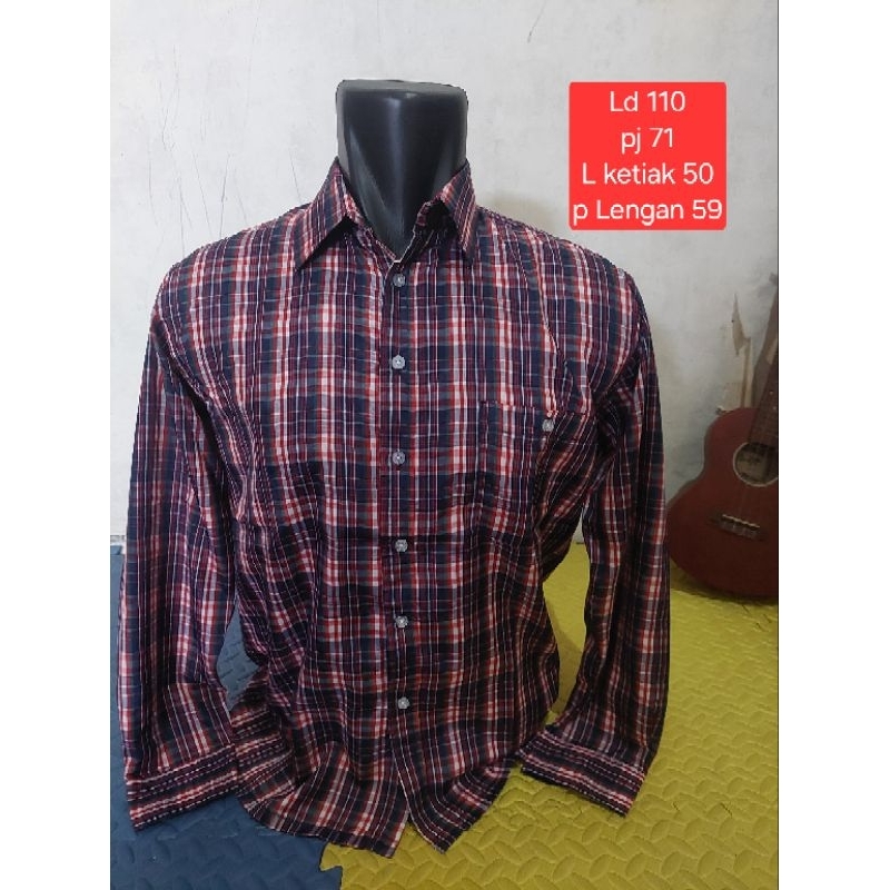 KEMEJA KATUN dyu dyu เสื้อเชิ้ตลายสก๊อตผ้าฝ้ายผู้ชาย