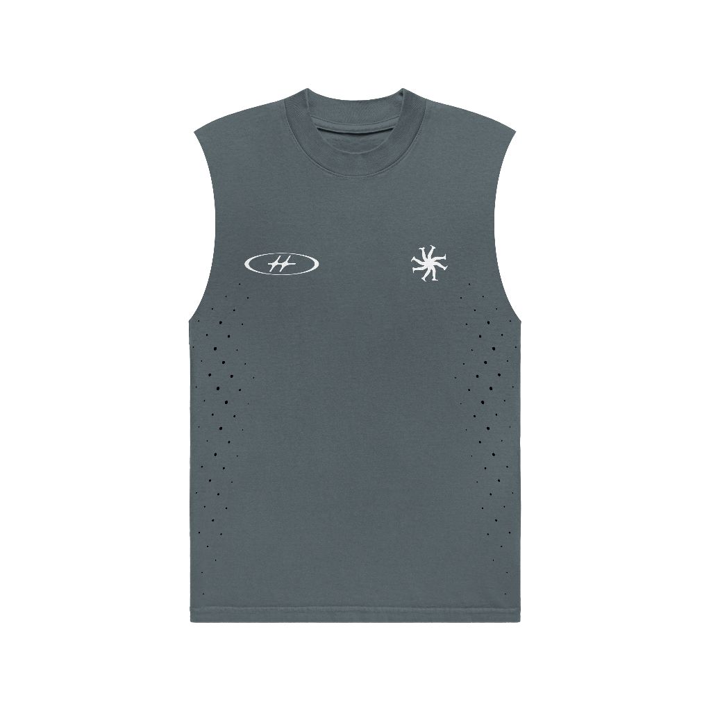 HLWN Running เสื้อยืดแขนสั้น Boxy Unisex สีเทา - Hazel