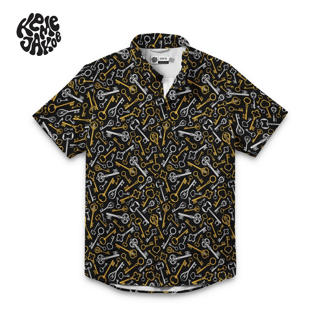 KEMEJA KEYSCAPE เสื้อเชิ้ตฮาวายพิมพ์ลายเต็มรูปแบบระดับพรีเมียมสําหรับผู้ชายและผู้หญิงพร้อมเสื้อเชิ้ต
