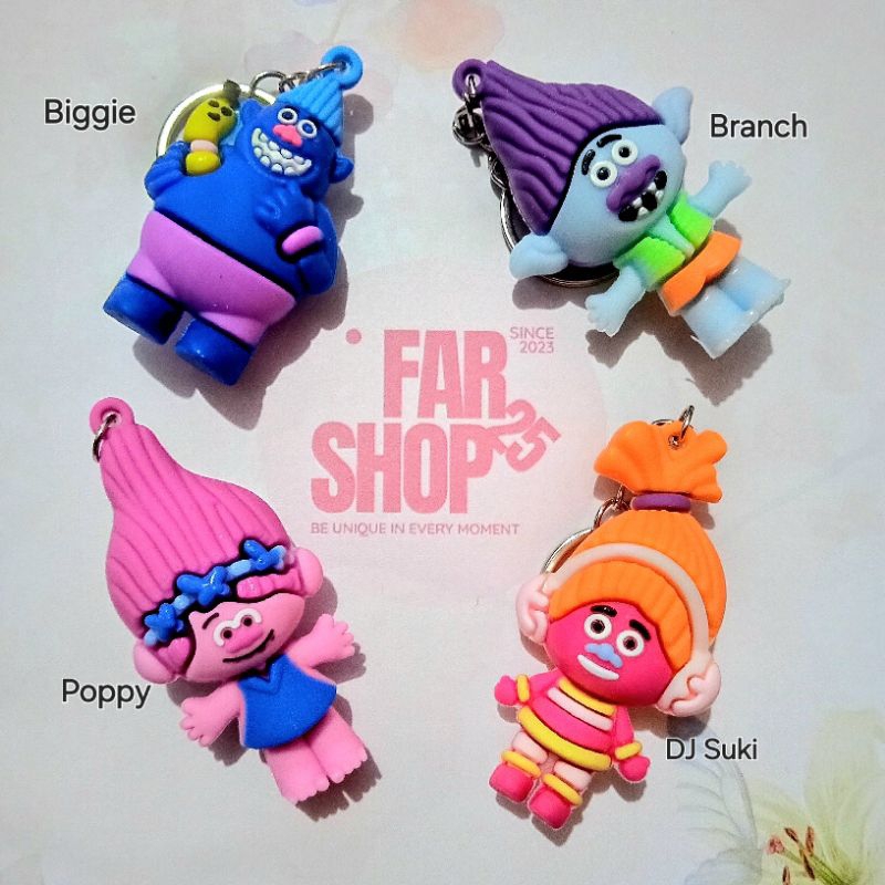 GANTUNGAN Biggie สาขา Poppy & DJ Suki Character Trolls พวงกุญแจ