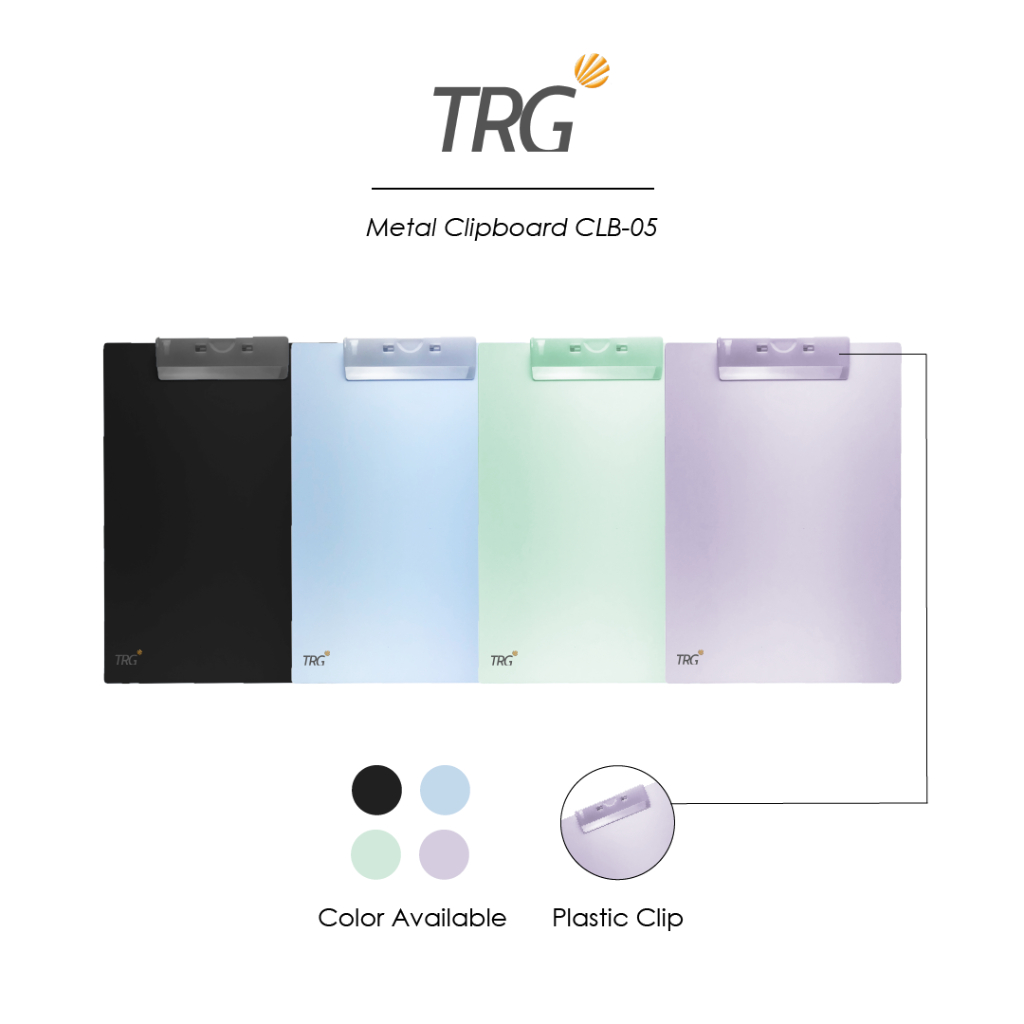 TRG คลิปบอร์ดโลหะสีพาสเทล F4 CLB-05 - กระดานหน้าอกเหล็ก กระดานคลิปสอบถนน Folio TRG