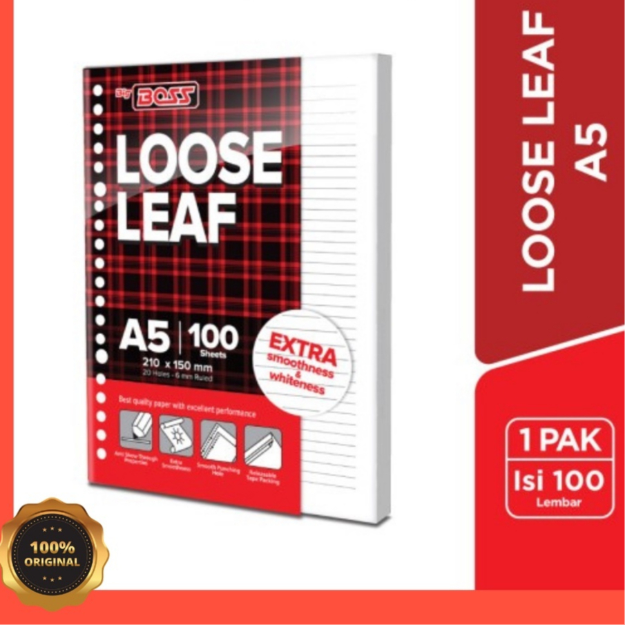 Loose Leaf A5 100 แผ่น BigBoss PREMIUM / Refillable Binder Paper Binder Note A5 เส้น 100 แผ่น