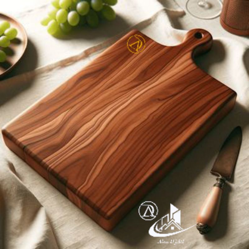 แผงป้องกันเชื้อราเกรดอาหาร TEAK WOOD CUTTING BOARD - เขียงไม้สักพร้อมที่จับ P*40-35 L*20 H*3cm
