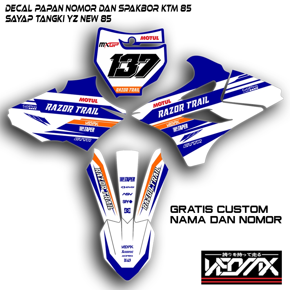 บอร์ดหมายเลขหน้า KTM และบังโคลน DECAL และ YZ 85 TANK BODY ใหม่ชื่อและหมายเลขที่กําหนดเองฟรี