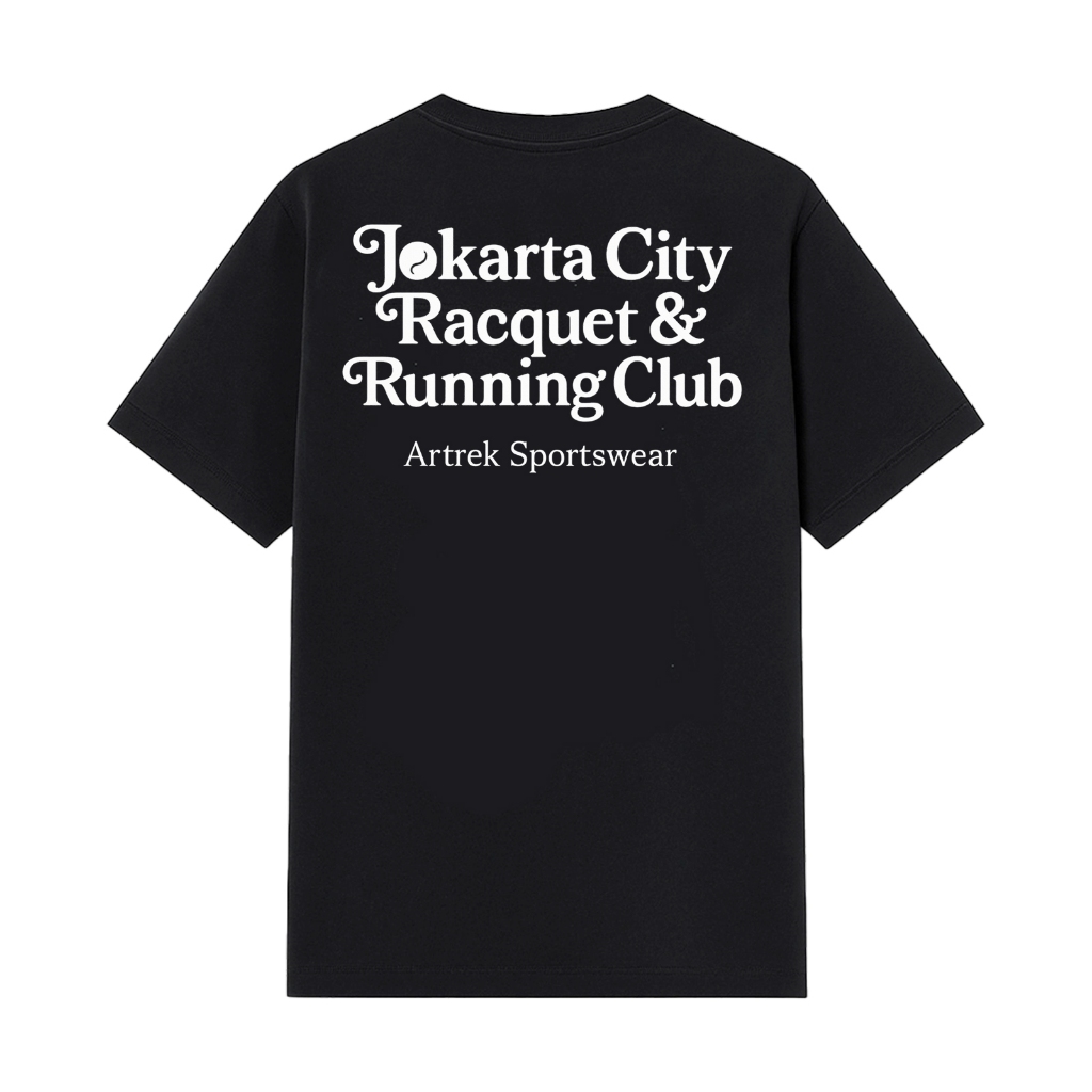 Artrek BLACK RUNNING AND RACQUET CLUB T-Shirt - CASUAL COMFORTABLE GYM OFFICE SCHOOL