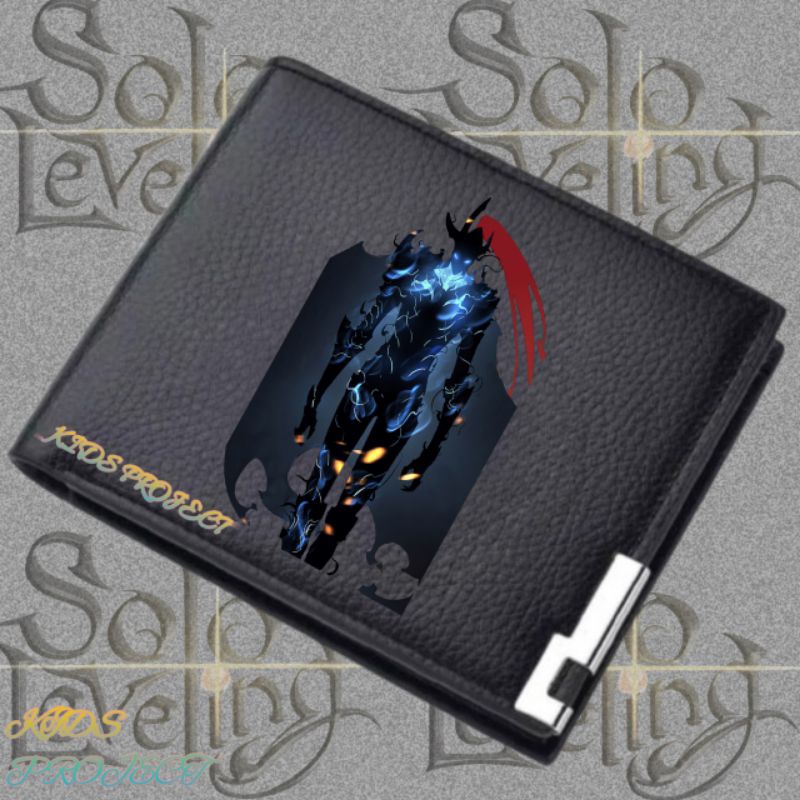 Igris SOLO LEVELING Character Childrens Folding Wallet - กระเป๋าสตางค์สีดําสําหรับเด็กชายและเด็กหญิง