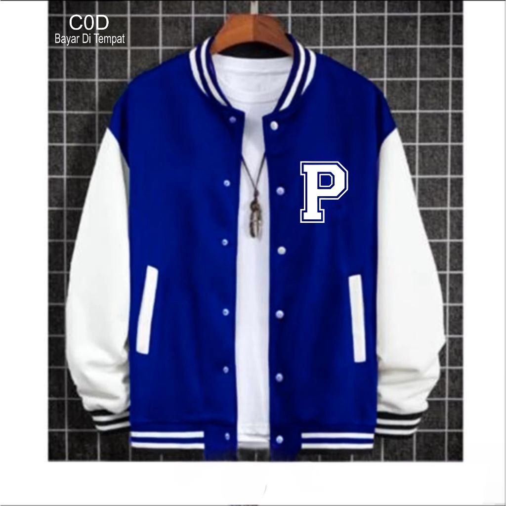 ผู้ชาย Varsity เบสบอล แจ็คเก็ต FONT P สีขาวพรีเมี่ยม ปุ่ม เบสบอลเกาหลี ล่าสุดเกาหลี แจ็คเก็ต Top Trending Current เบสบอล Varsity Coolest