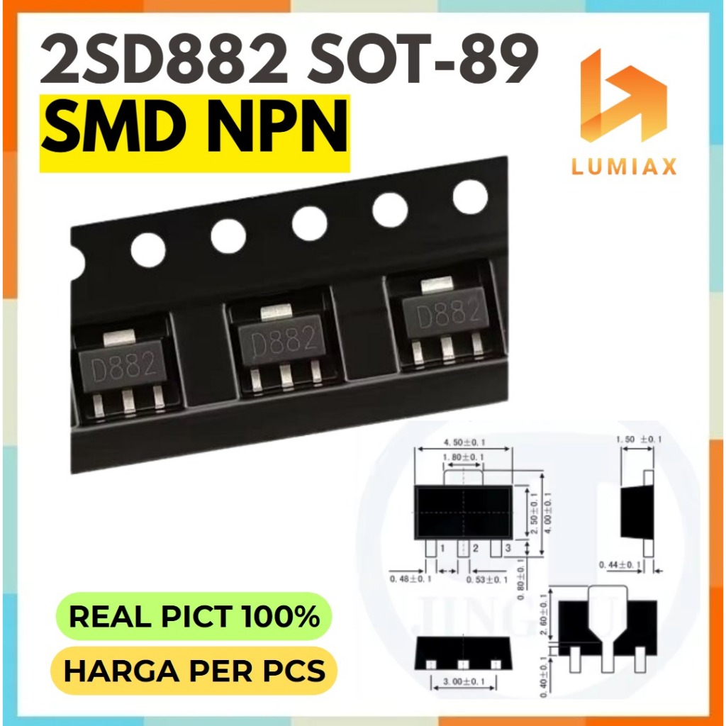 D882 3A 30V NPN SOT-89 2sd882 d882 Sot89 D882 sot-89 Npn 2sd882 SOT89 d882 ทรานซิสเตอร์ smd