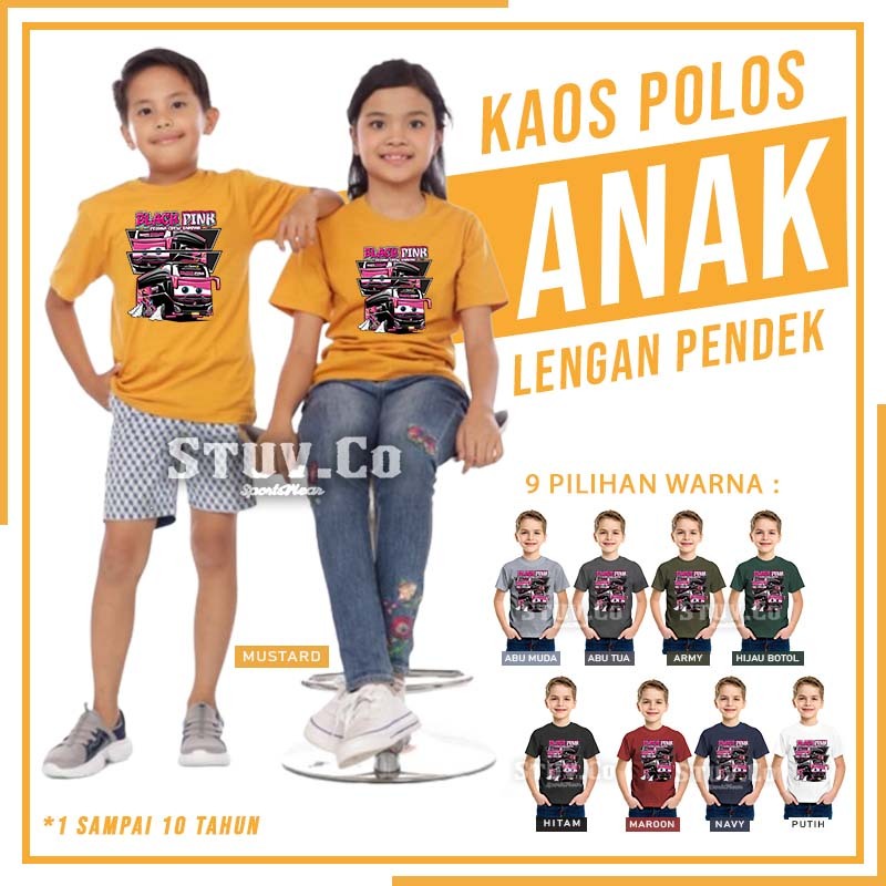 KATUN 30s COMBED COTTON เสื้อยืดสําหรับ CHILDREN, BLACK PINK CLOTHESCREEN PRINTING, NEW JETBUS 3+ VE