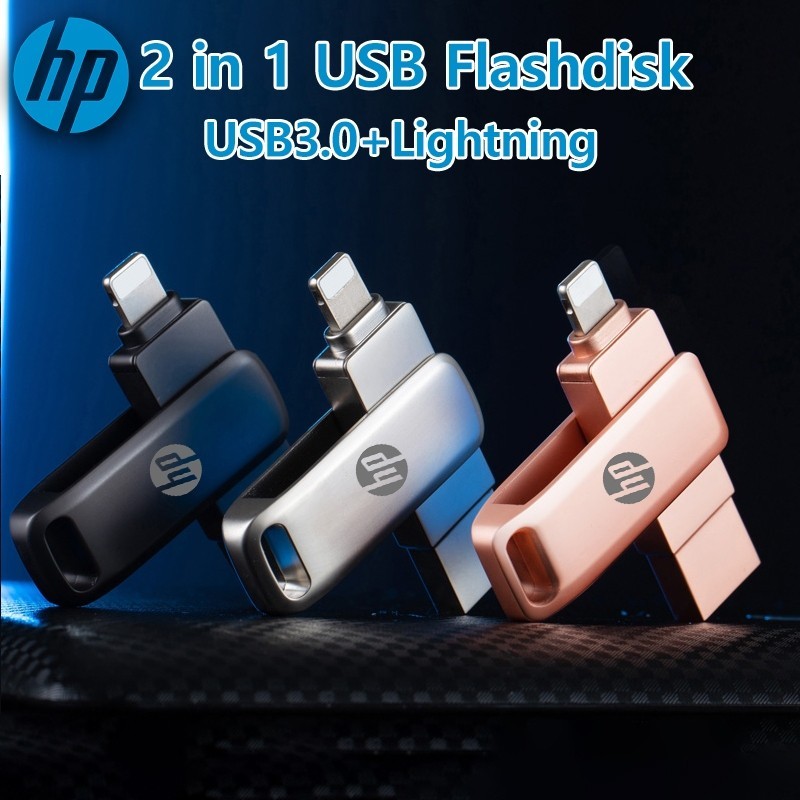 HP U701 1TB 2-in-1 OTG USB3.0 Flashdisk: เข้ากันได้กับ iOS, iPad, iPhone & PC - ไดรฟ์ปากกา Silver US