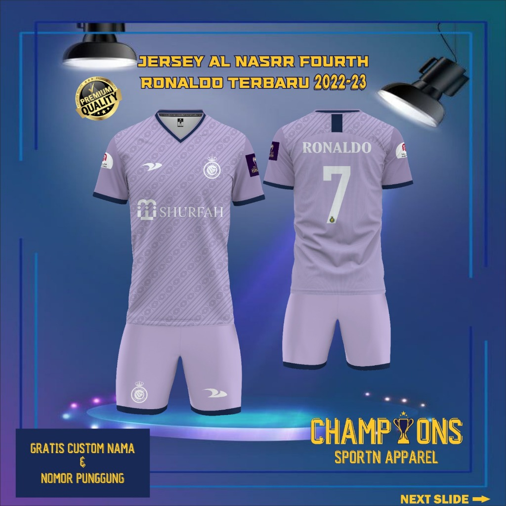 ล่าสุด AL-NASSR F0URTH 22/23 SHORT JERSEY ฟรีชื่อที่กําหนดเองและหมายเลขสําหรับผู้ใหญ่และเด็ก