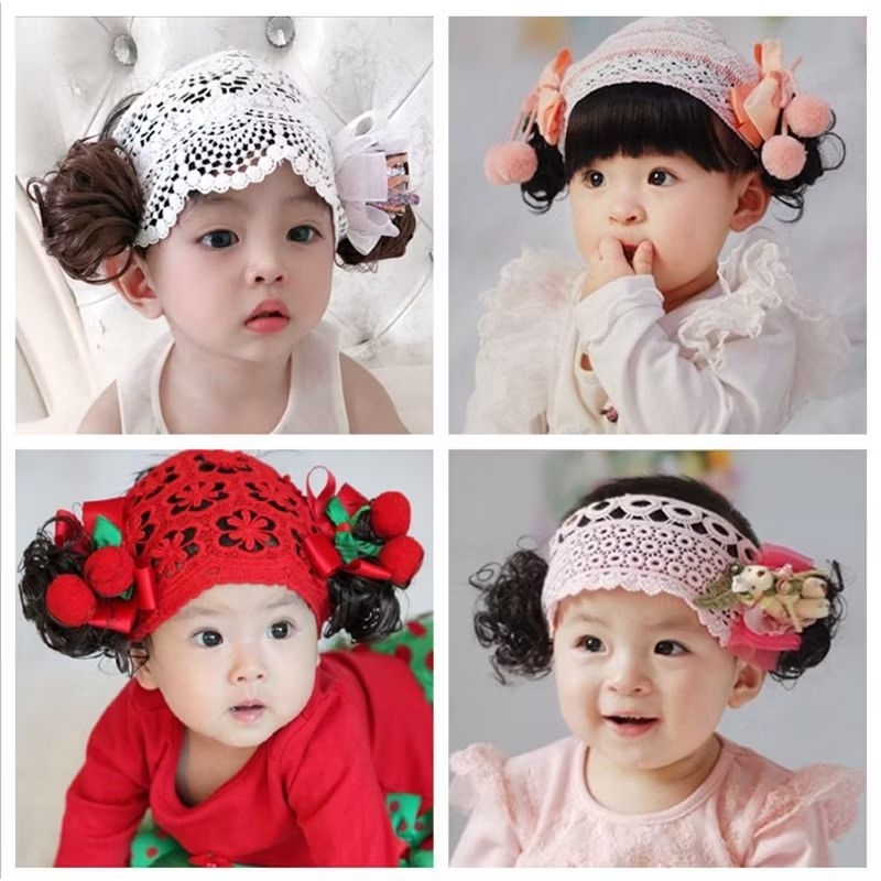 KSTUFF516 BANDANA HAIR WIG BABY CUTE CHILDRENS WIG HAIR BABY HEADBAND