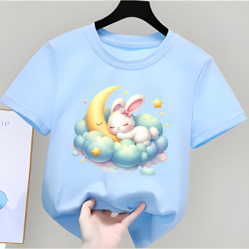 RABBIT MOTIF GIRLS เสื้อยืด AGES 2-16 YEARS