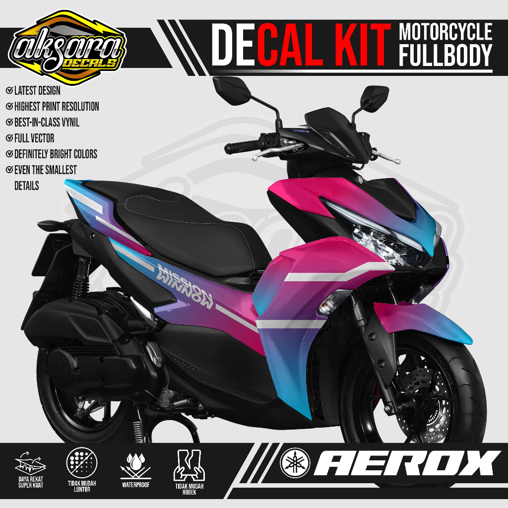 YAMAHA AEROX ใหม่ 2020-2024 สติ๊กเกอร์เครื่องยนต์ออกกําลังกาย - MISSION WINNOW - CUSTOM FULL BODY DE