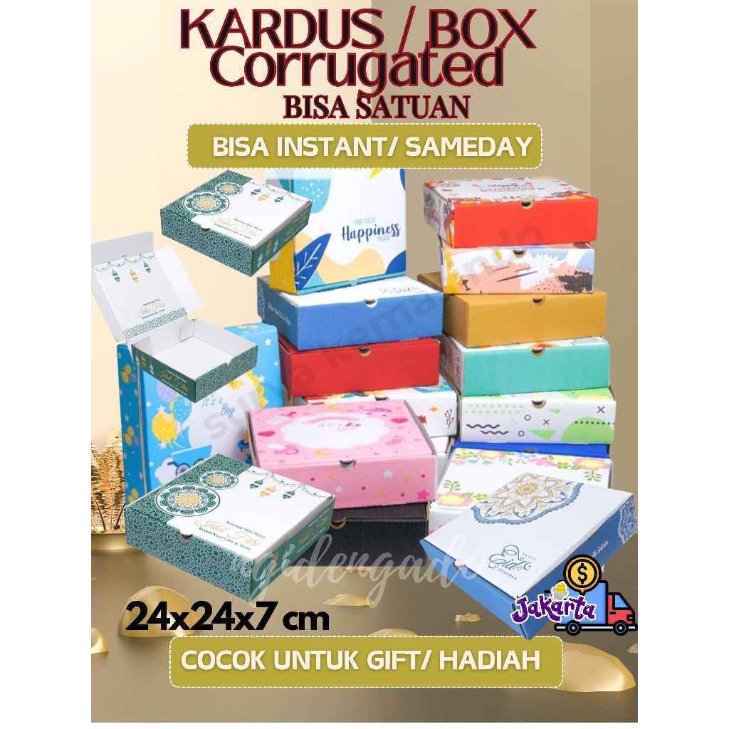 INSTANT BOX HAMPERS 24x24x7 กระดาษแข็ง /แฮมเปอร์/วันเกิด/ขนม เสื้อคลุมละหมาด/วันเกิด/วันเกิด/สุขสันต