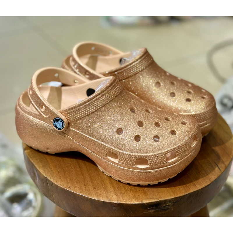 CROCS NEW CLASSIC PLATFORM GLITTER CLOG 4ซม. ต้นฉบับ