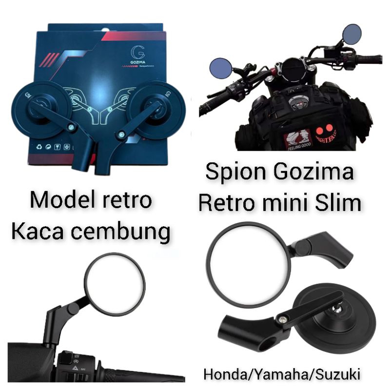 Gozima กระจกมินิย้อนยุคสุดคลาสสิกสําหรับ Nmax PCX Beat Vario ฯลฯ ใช้ได้กับรถมอเตอร์ไซค์สากลทั้งหมด