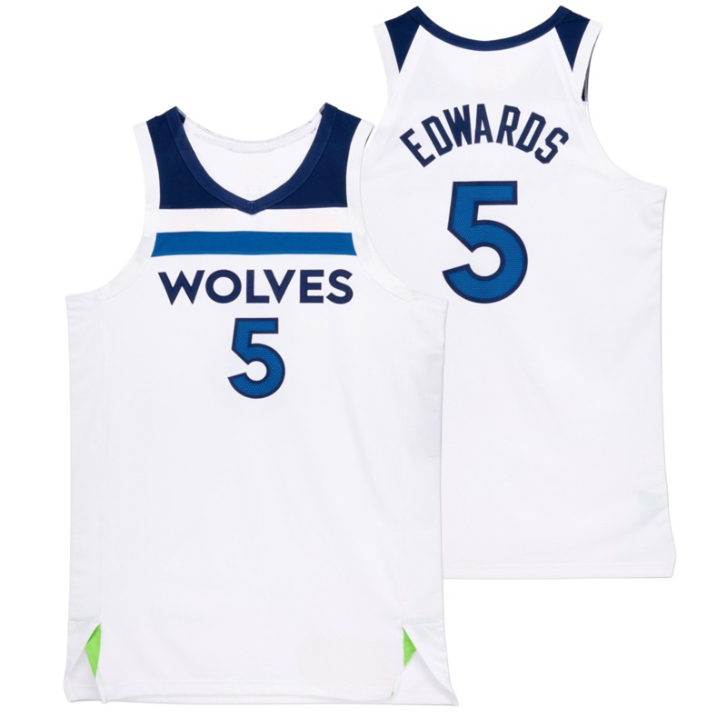 MINNESOTA WOLVES 5 ANTHONY EDWARDS WHITE ASSOCIATION BASKETBALL JERSEY