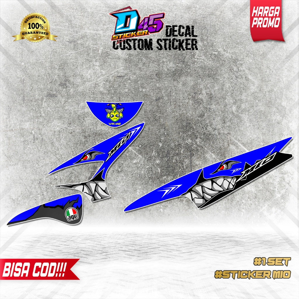 Yamaha MIO Sporty / Mio Smile Full Body Sticker Variation Striping Simple Shark Motif / One Set-04