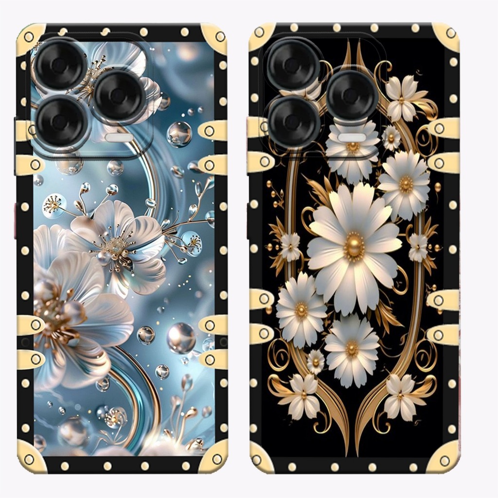 M0P Case Zte Nubia V70 Design/V70/ V60 Design/V60/V50 Motif Flowrs Gold Soft Case เคสยืดหยุ่นล่าสุด 