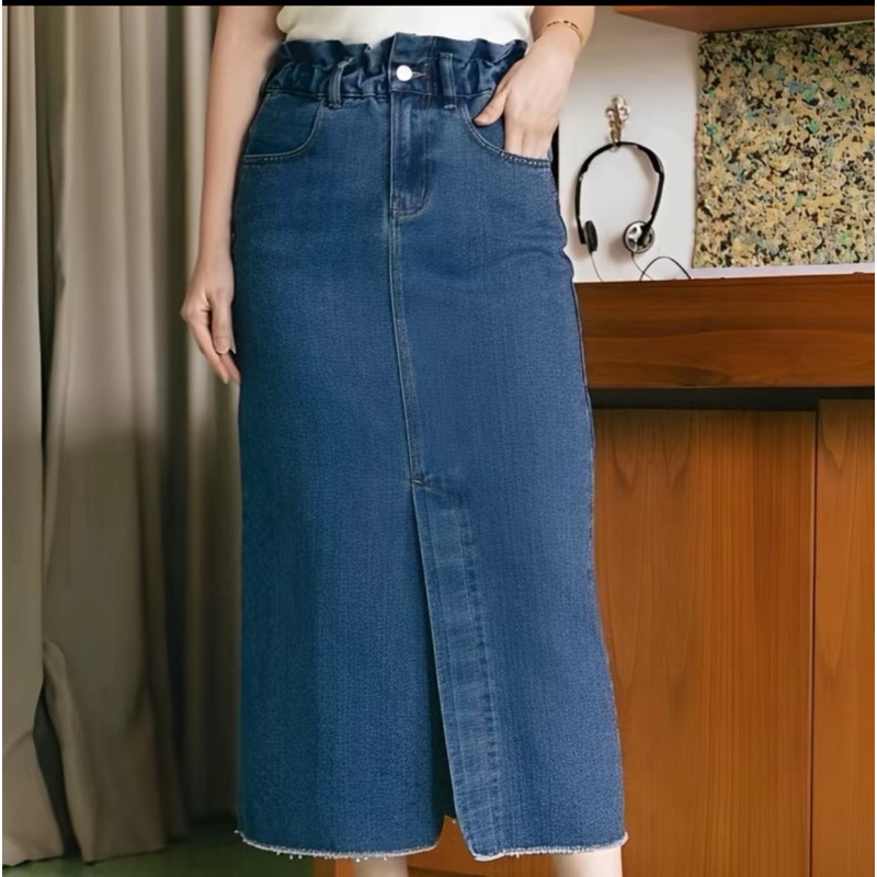 STORY WOMENS 7/9 JEANS SKIRT CORAL SKIRT FRONT SPLIT JEANS