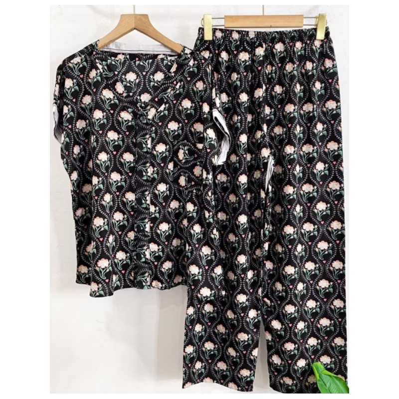 พร้อมผ้าคลุม | ชุดนอน | ชุดนอน MAKASSAR | ชุดแมคคาซาร์เซล | ปุ่มบุอิอิ ปุ่ม PAJAMAS | V-NECK RAYON P