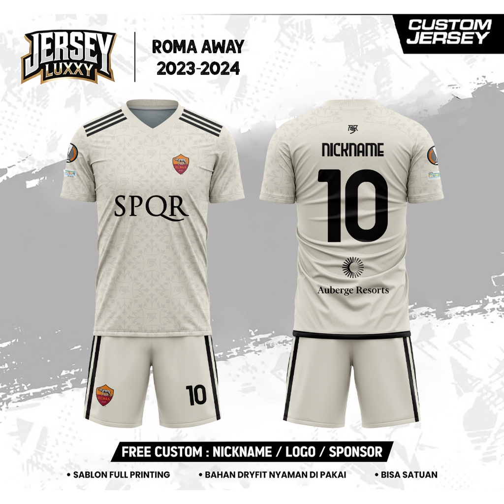 R0M4 AWAY 2023-2024 เสื้อฟุตบอลสั้น พิมพ์เต็ม ชื่อที่กําหนดเองฟรี หมายเลขสําหรับผู้ใหญ่และเด็ก